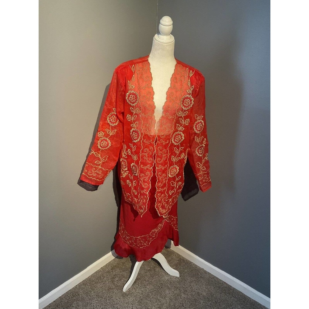 Vintage 2 Piece Harmony New York Outfit Size 16 Beautiful Red And Gold Lined